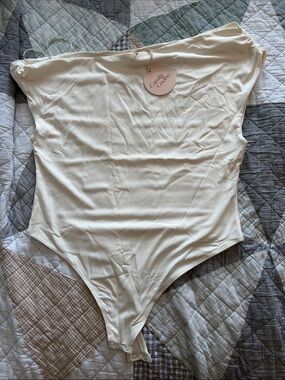 Camila Coelho Ivory One-Shoulder Bodysuit